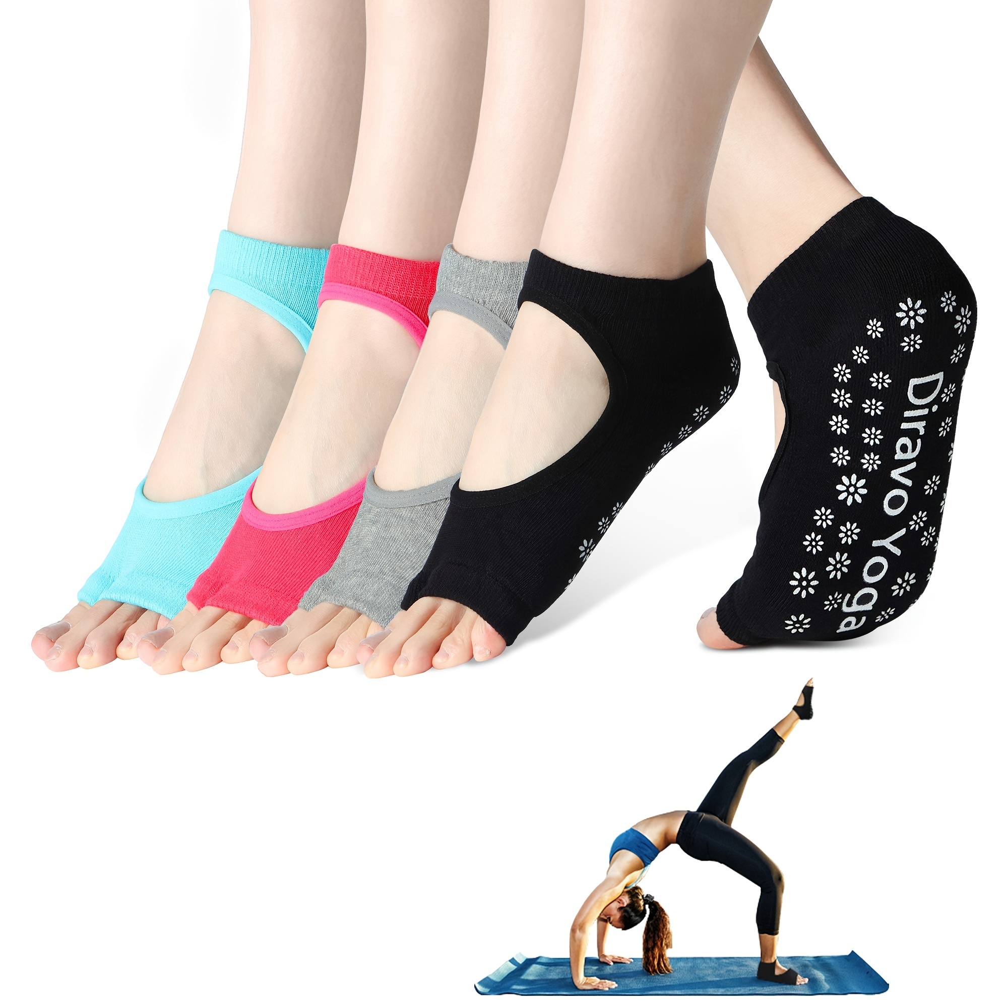 Fashion 2 Pairs Non Skid Women Barre Yoga Shoes Pilates Socks Flexible  Machine