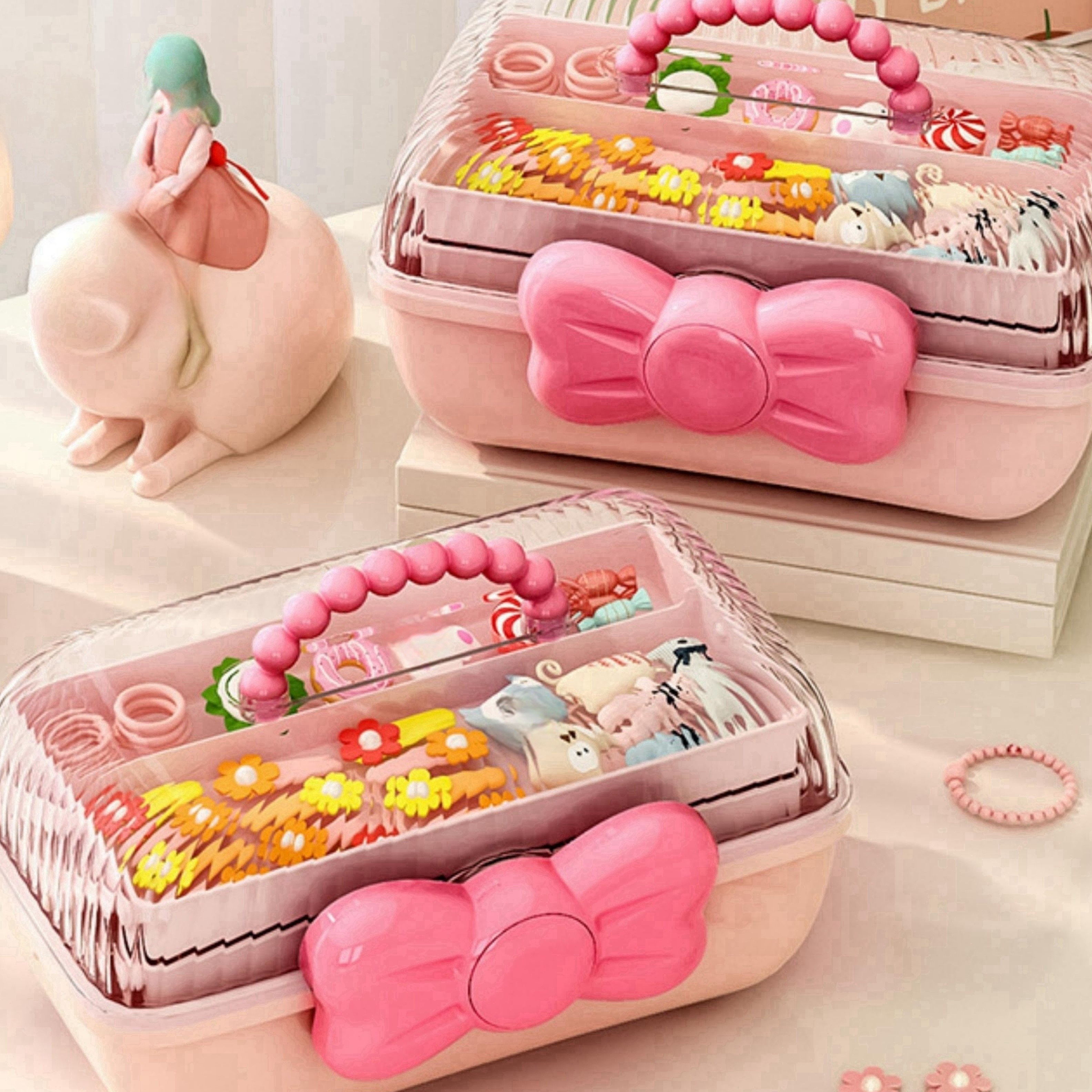 1pc Cute Large Creative Storage Box, Multi-layer Storage Container, Toys  Dolls Cards Storage Organizer Case, Snap-on Storage Case, Gift