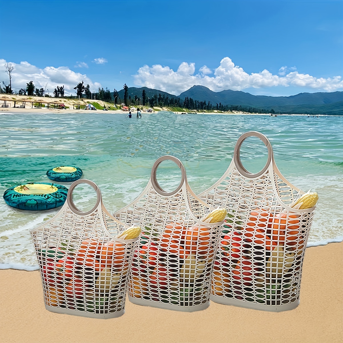 Bolsa de almacenamiento de playa extragrande para mujer, bolso de mano de  piscina grande impermeable con
