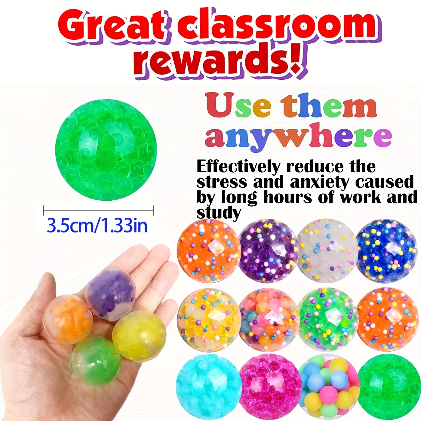 Ensemble de 4 balles anti stress de couleur aléatoire jouets
