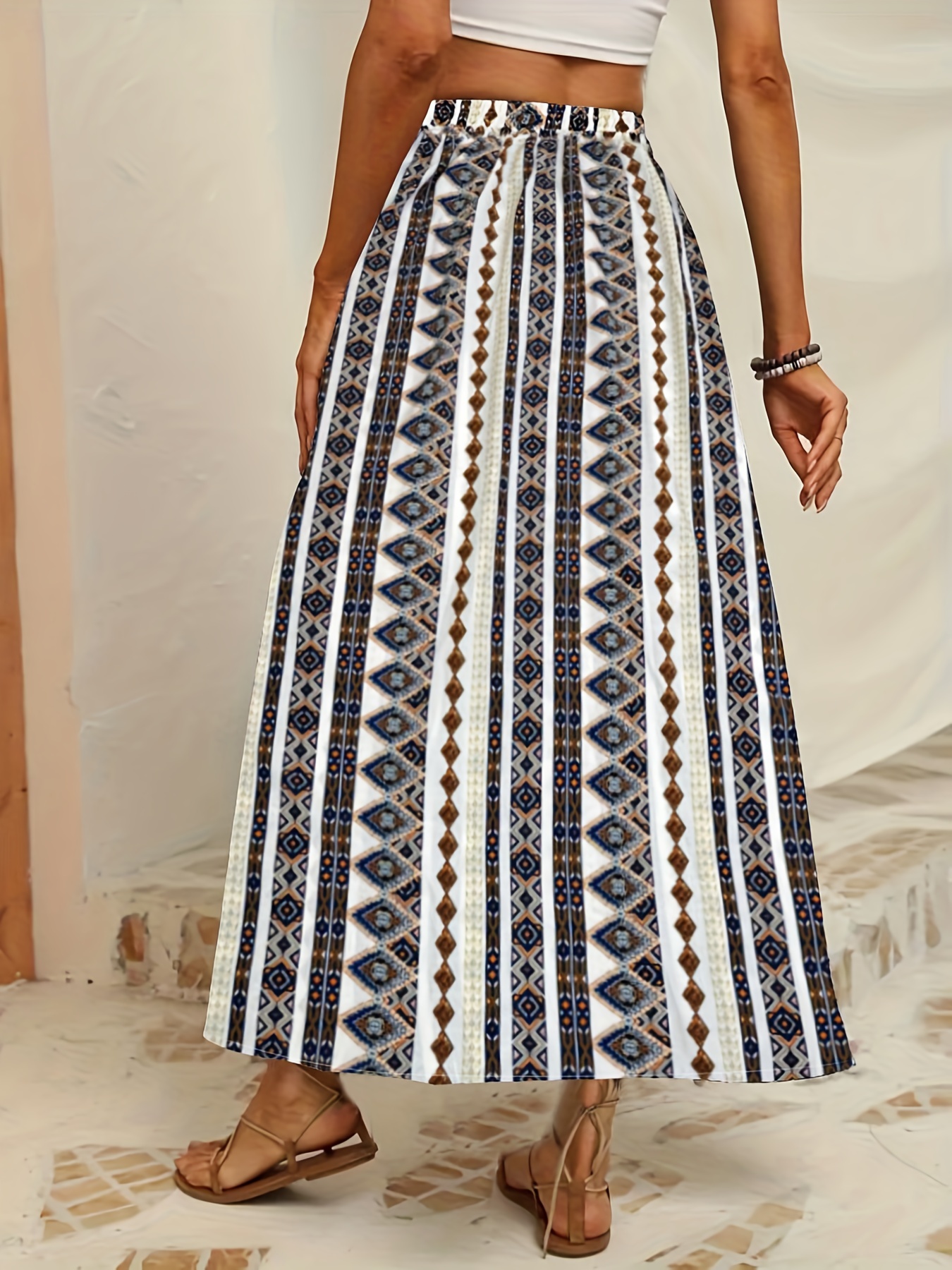 Tribal Print High Waist Skirts Vacation Comfy Maxi Skirts - Temu