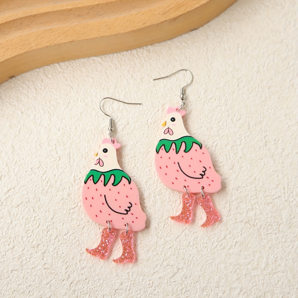 Cute Y2K Acrylic Hen Chicken Hook Earrings Unique Animal Jewelry for Girls  Women