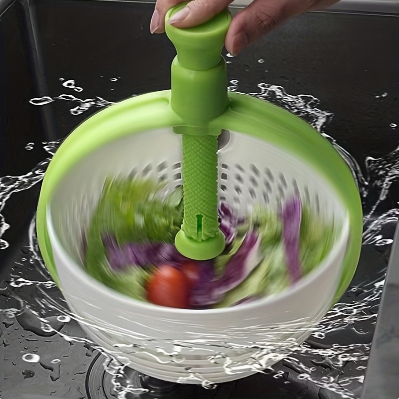 Collapsible Colander Drainer Basket Fruit Vegetable Salad Spinner Water  Drain Rotate Spinning Strainer Kitchen Accessories