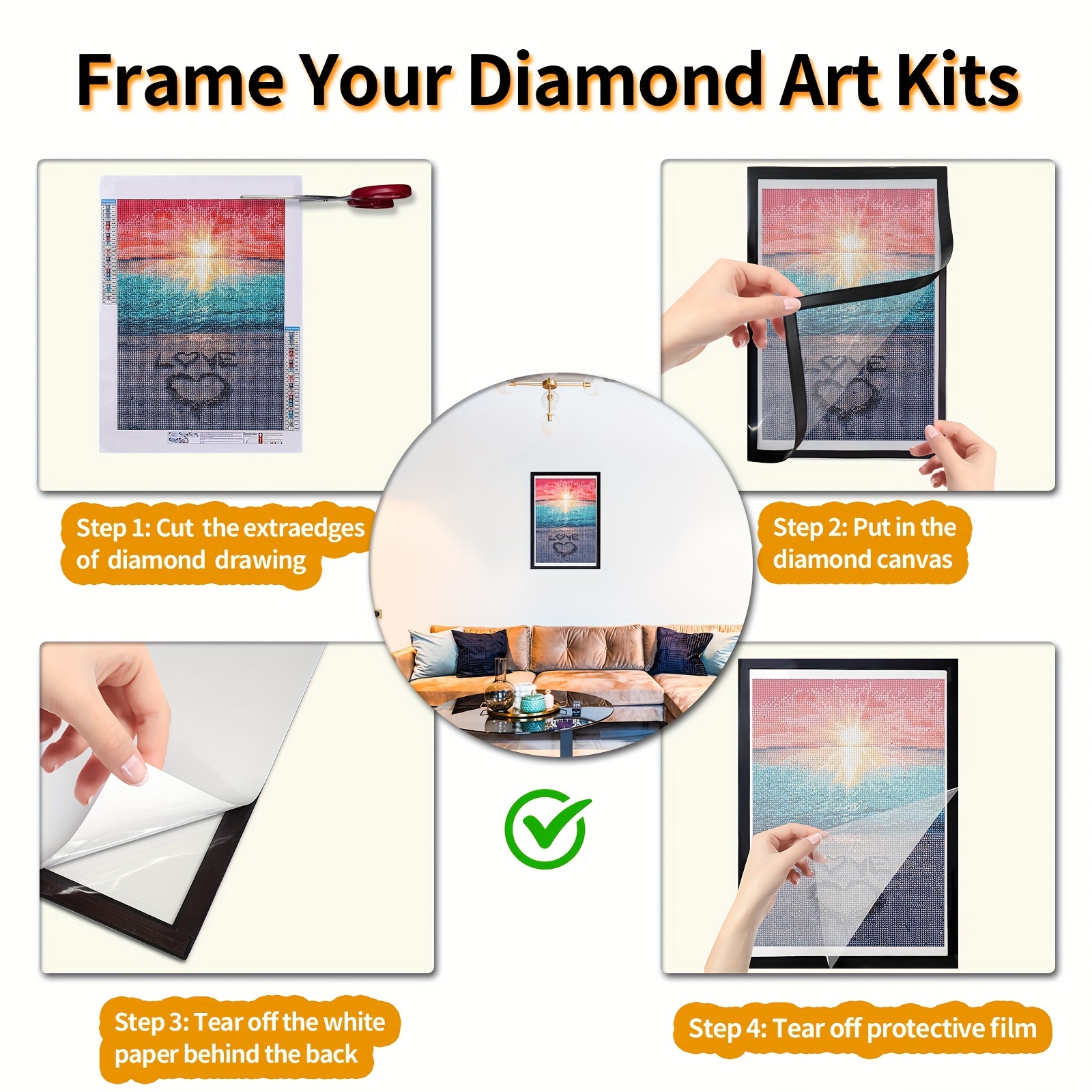 Artificial Diamond Art Frame Set Magnetic Picture Frames - Temu