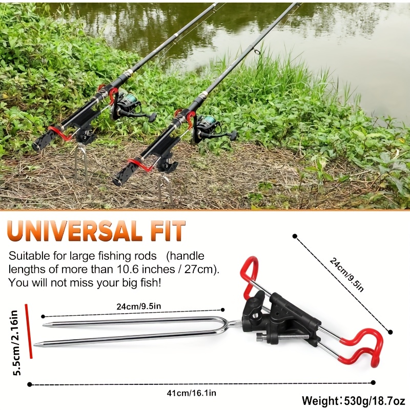 PLUSINNO Fishing Rod Holders for Bank Fishing - Upgraded Fishing Pole Holders for Ground, Beach, 360 Degree Adjustable Fishing Pole Stand Equipment