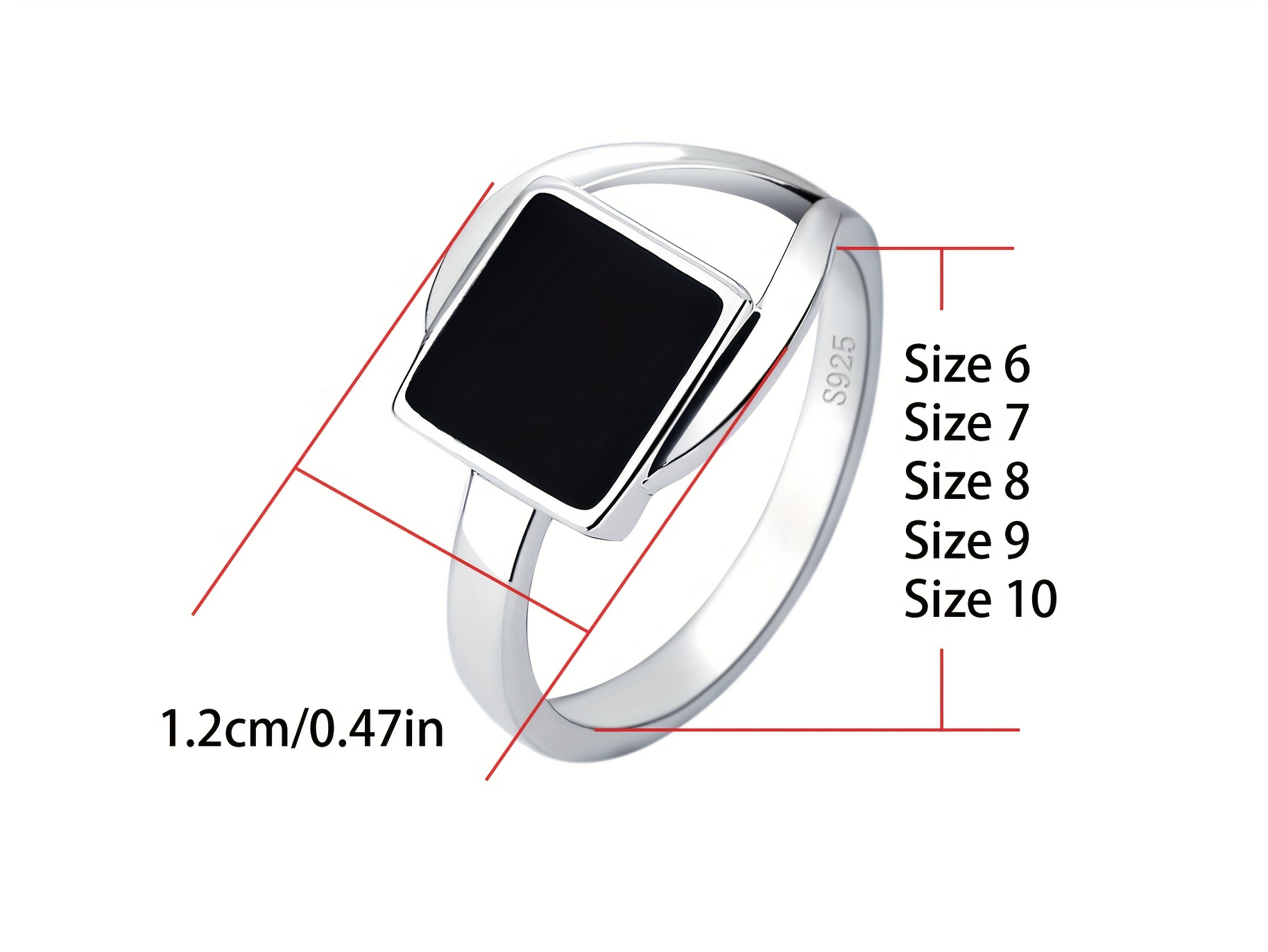 2 8g s925 pure silvery ring electroplated 18k gold plated men and women fashion black square design oil dropping craft horseshoe high quality jewelry gift box details 2