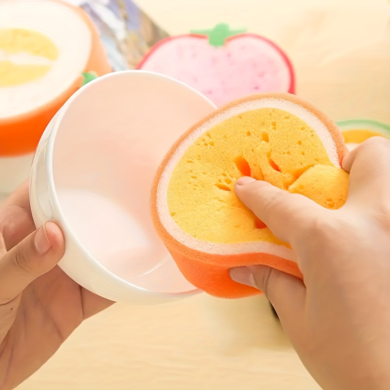 4Pcs Dish Cleaning Sponges Cute Fruit-shape Thickened Kitchen