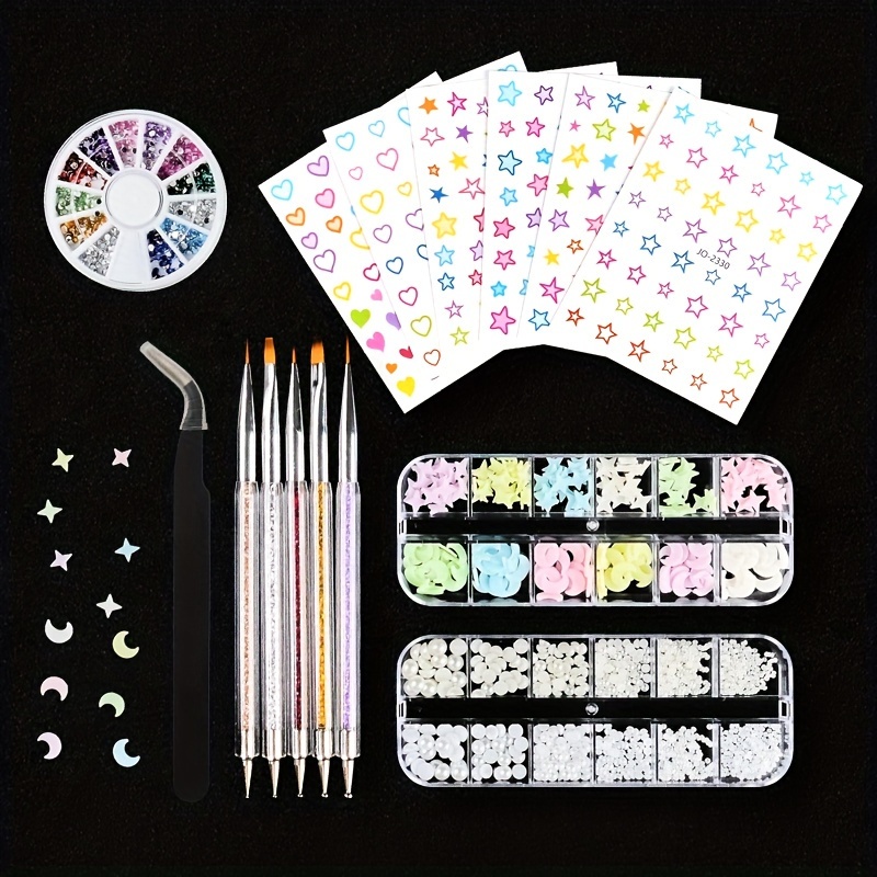 Kit De Decoración De Uñas Con Diseño De Estrellas Y - Temu