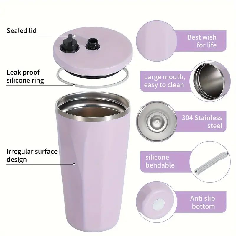 304 Stainless Steel Tumbler With Lid And Straw Leak Proof - Temu