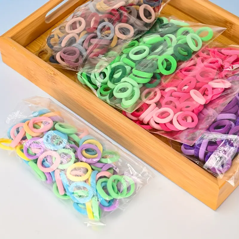 Solid Color Hair Ties Seamless Small Thick Stretchy Rubber - Temu