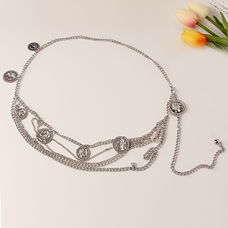 Layered Waist Chain Belt for Women Beach Bikini Denim Dresses