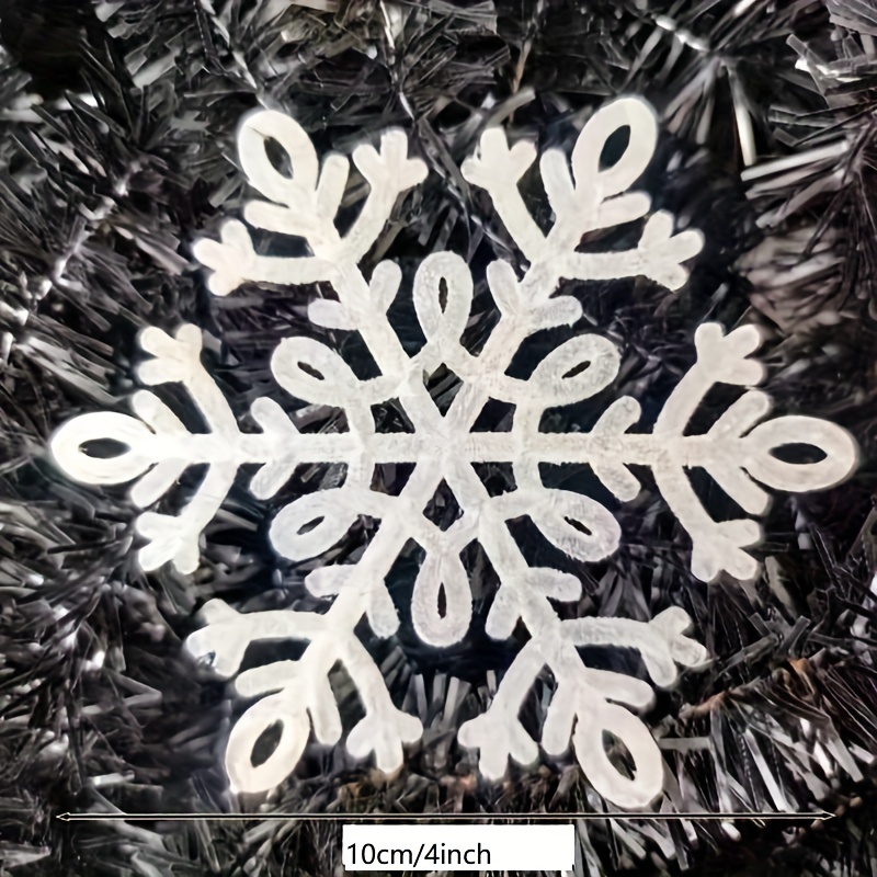 Christmas White Plastic Glitter Snowflakes Ornaments - Temu