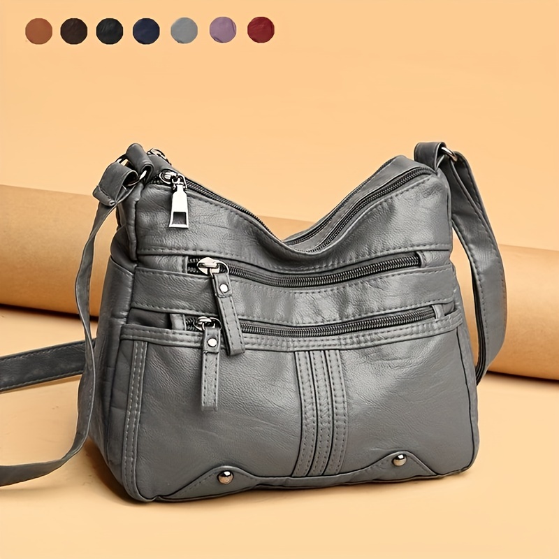 Fashion Pu Leather Crossbody Bag, Women's Multi Pockets Purses