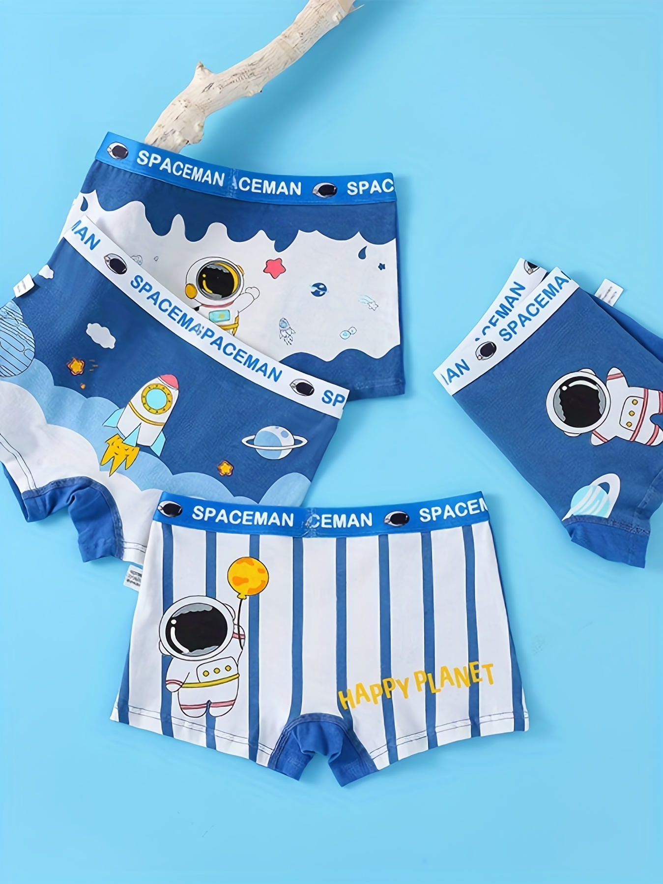 Cute Astronaut Print Boys Pure Cotton Boxer Briefs - Temu
