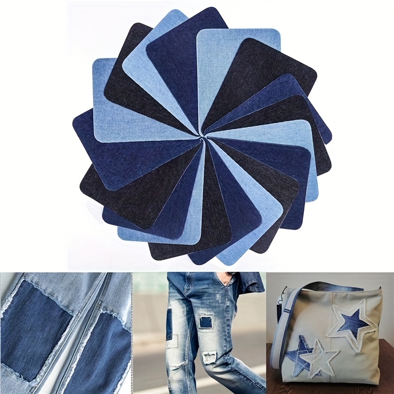 Denim Fabric Patch Square Oval Back Adhesive Jeans Fabric - Temu