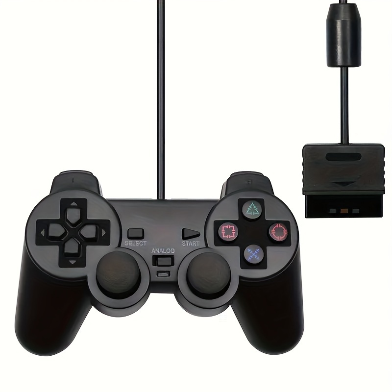 Mando con cable de Color transparente para consola PS2 /PS1, Joystick de  vibración, mando para Sony