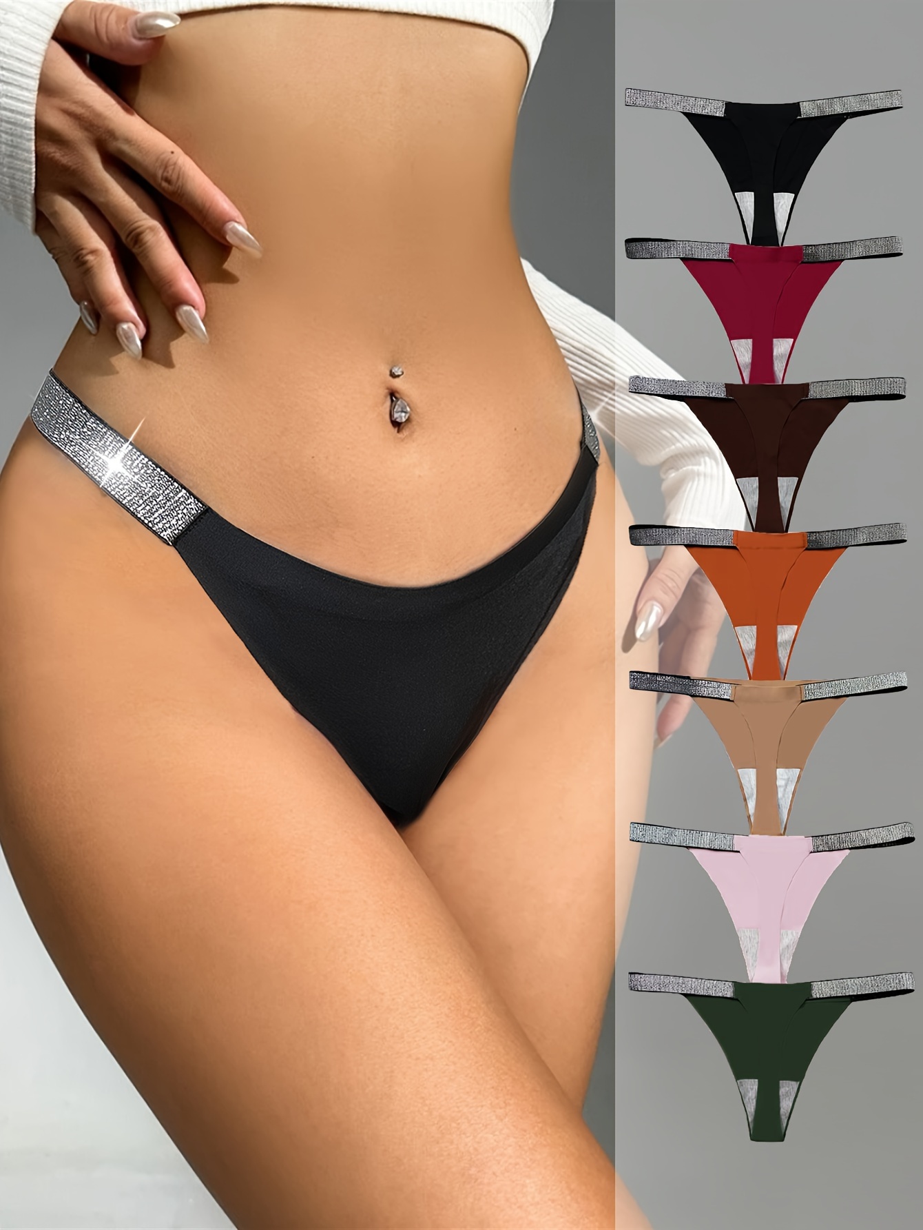 Simple Solid Thongs Soft Comfy Stretchy Intimates Panties - Temu Australia