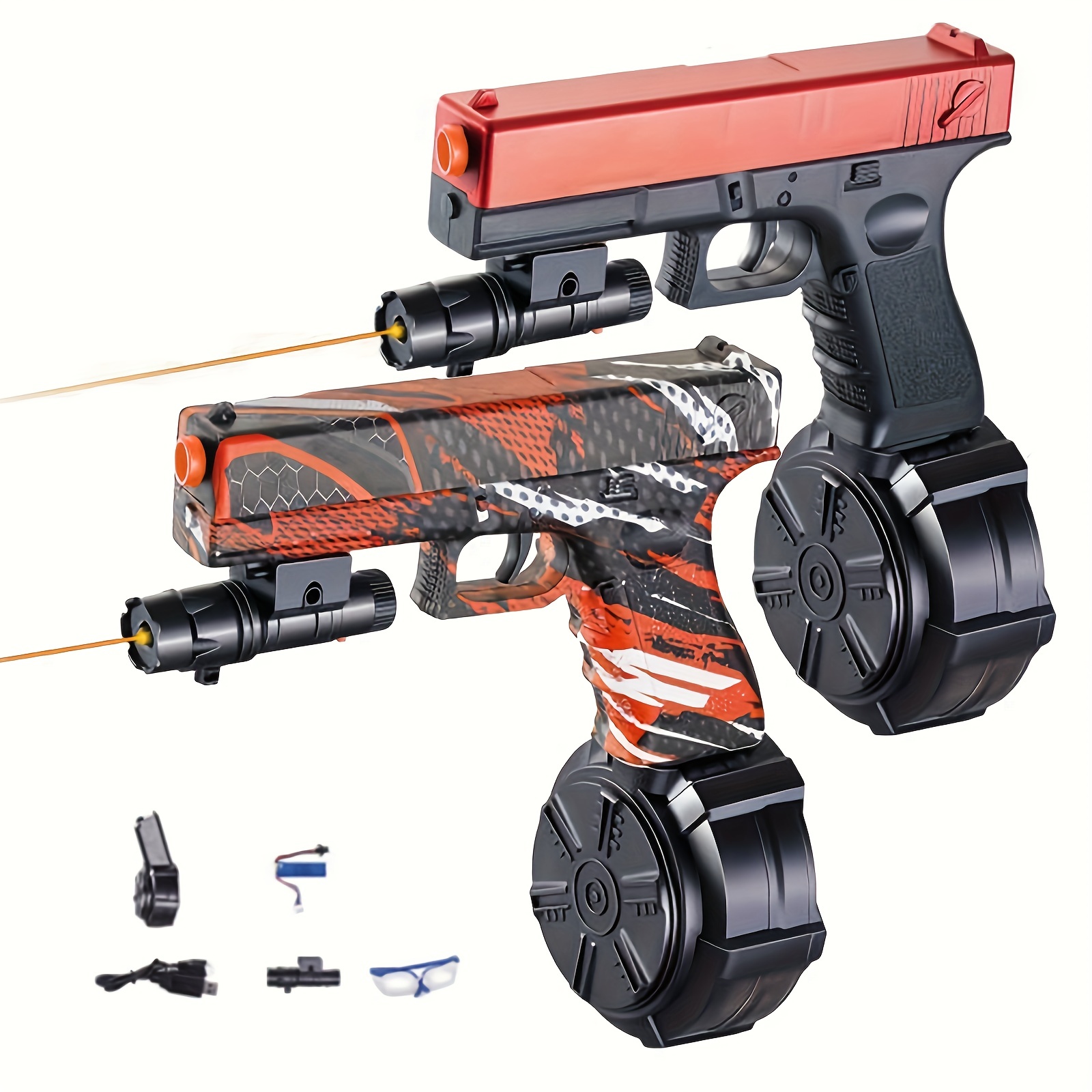 La pistola de bolas de salpicaduras X2 pistola bláster automática con  cuentas y cuentas luminosas para el juego de disparos al aire libre