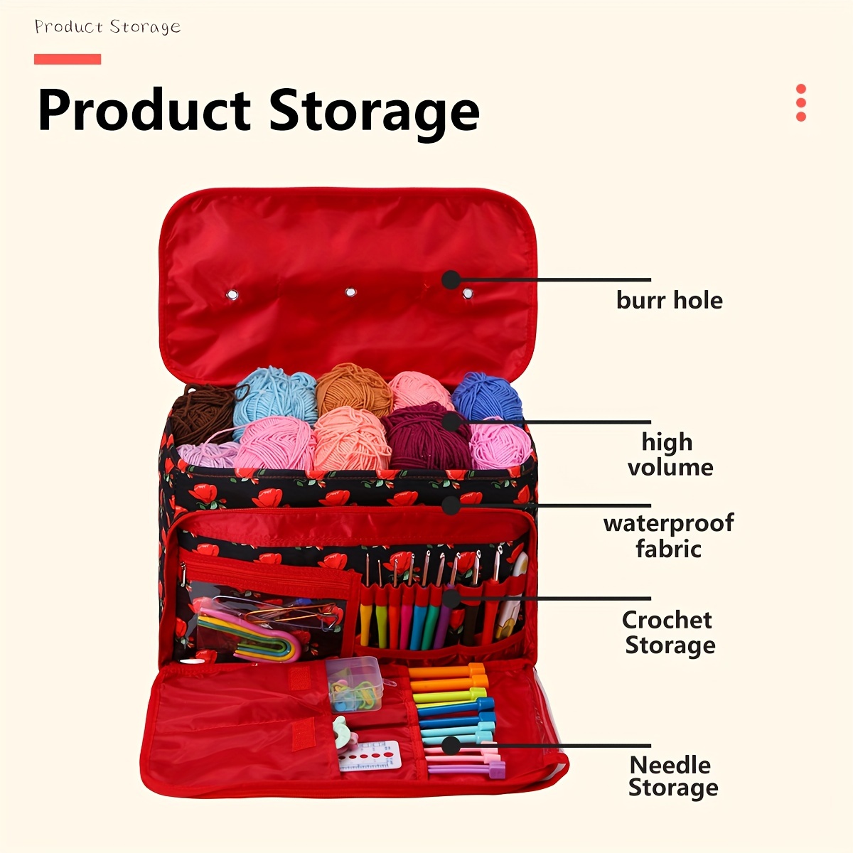 Crochet Hook Storage Bag Portable Sweater Needle Storage Bag - Temu