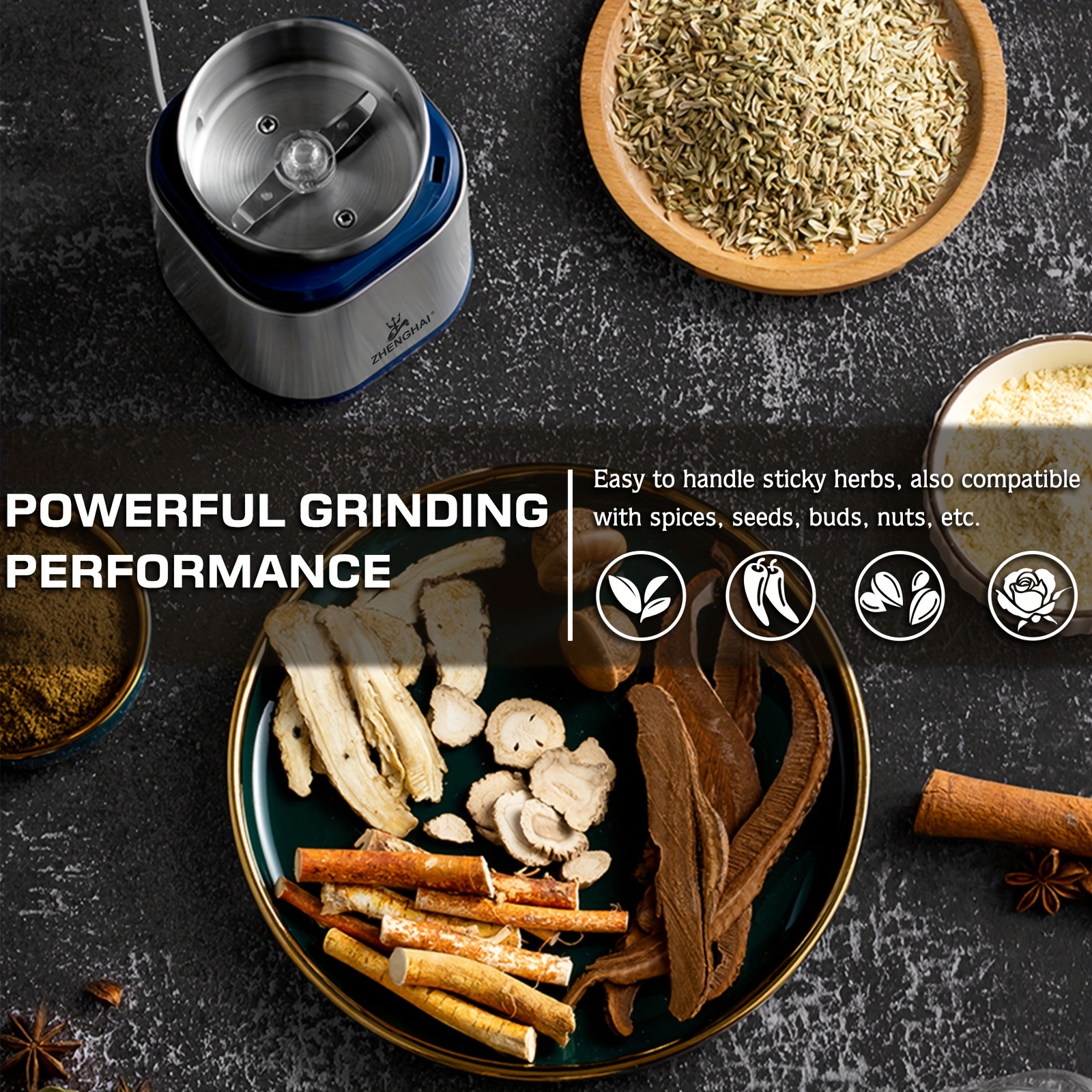 Portable Electric Spice Herb Grinder. Compact Size - Temu