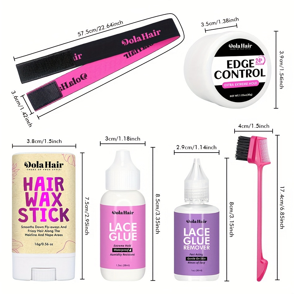 Wig Glue Lace Glue for Lace Front Wigs, Waterproof Lace Wig Glue with Tools  and Lace Melting Spray Hair Wax Stick(Wig Glue/Wig Glue Remover/Edge