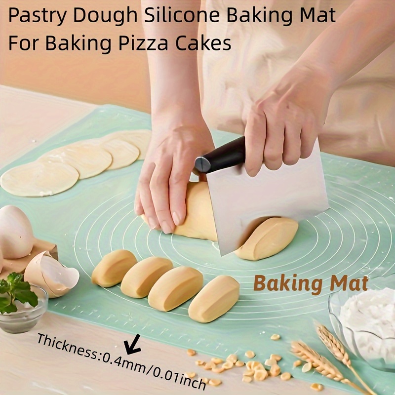 

1pc Pastry Dough Silicone Baking Mat With Dimensions, Bpa Free Non-stick Non-slip Blue Table Baking Supplies For Baking Pizza Cakes