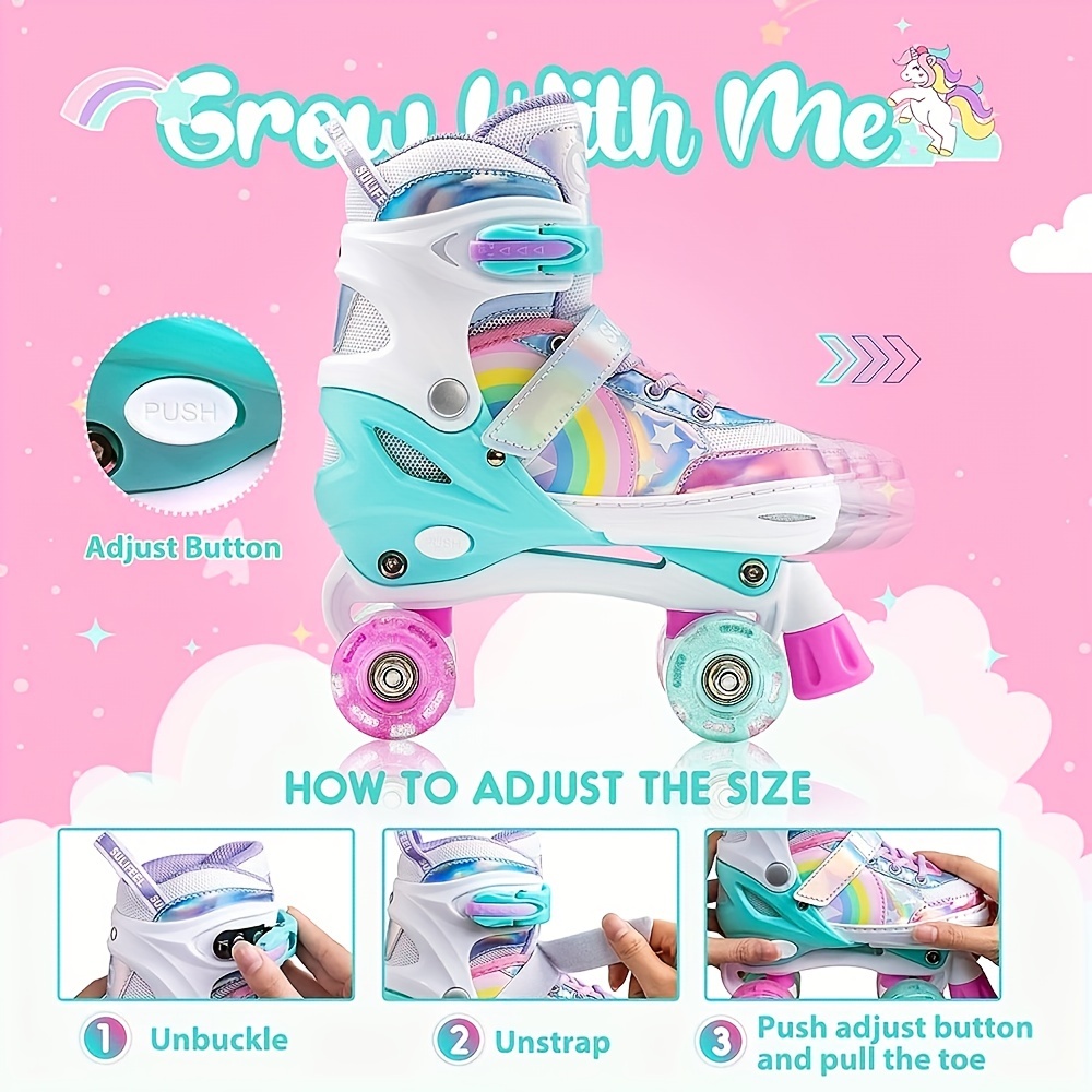 Roller Skates for Girls and Kids, 4 Sizes Adjustable Roller Skates