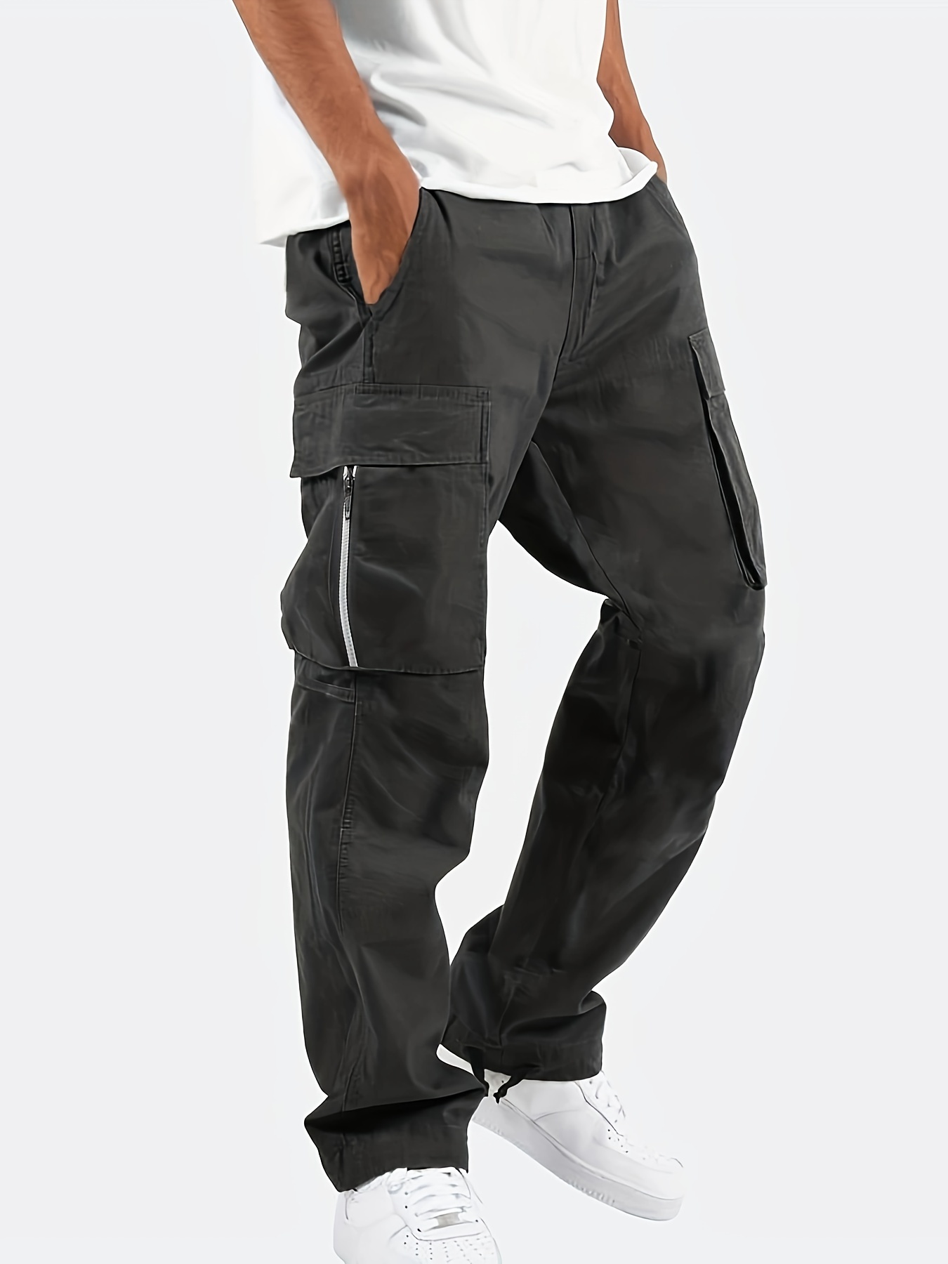 Men's Relaxed Loose Cargo Pants Pockets - Temu