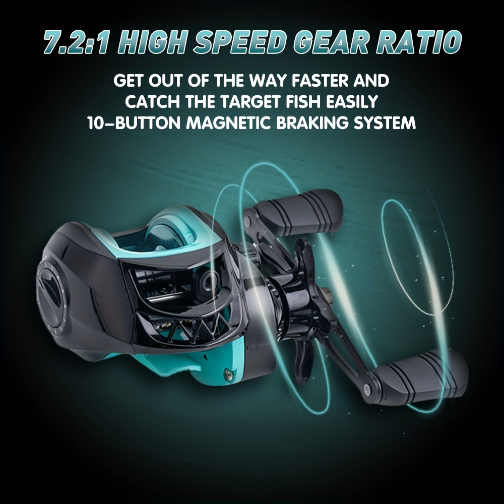 1pc 18+1 Ball Bearing 7.2:1 Gear Ratio Green Baitcasting Reel, Left Hand &  Right Hand Baitcasting Reel Full Metal Fishing Reel WIth 12 Gear Adjustment