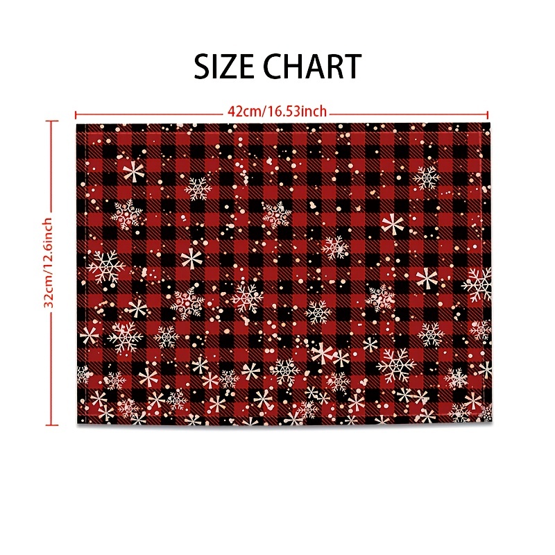 Christmas Theme Linen Placemats Red And Black Plaid - Temu