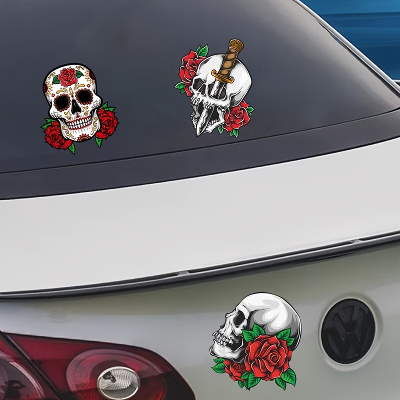 Skull Creative Car Sticker Cute Grim Reaper Ghost Rear - Temu