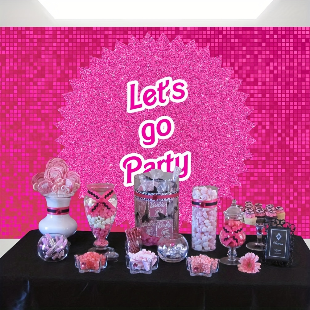 Pink Barbie Backdrop Girls Happy Birthday Party Banner Photo