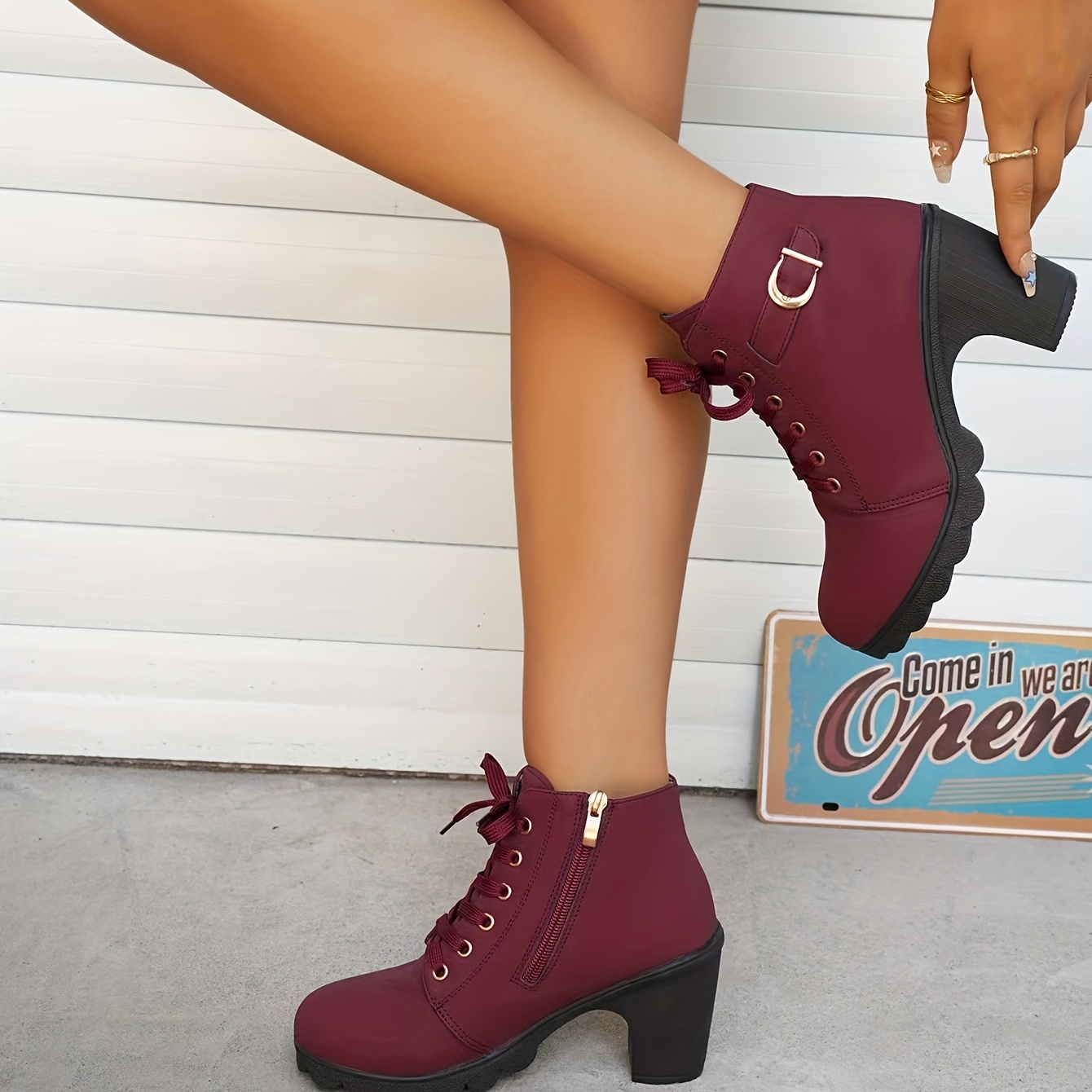 Maroon short boots sale