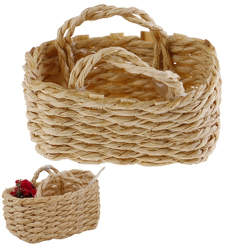 1/12 Mini Cute Dollhouse Rattan Frame Hand-woven Vegetable Food Storage  Basket Dolls Miniature Decoration - Realistic Reborn Dolls for Sale