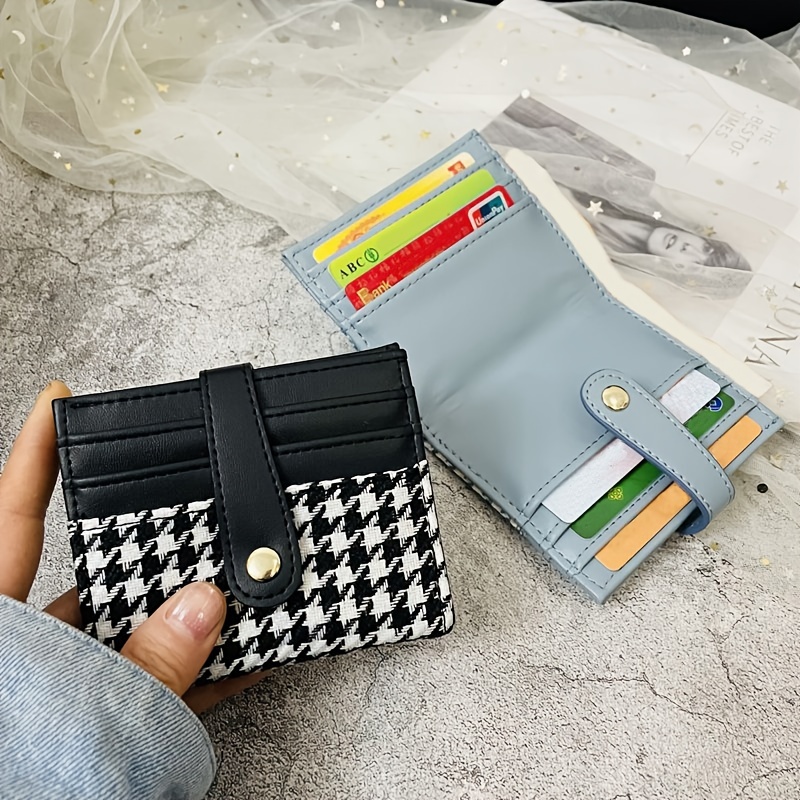 Mini Snap Button Coin Purse, Fashion Pu Leather Card Holder, Foldable Wallet  With Keychain - Temu
