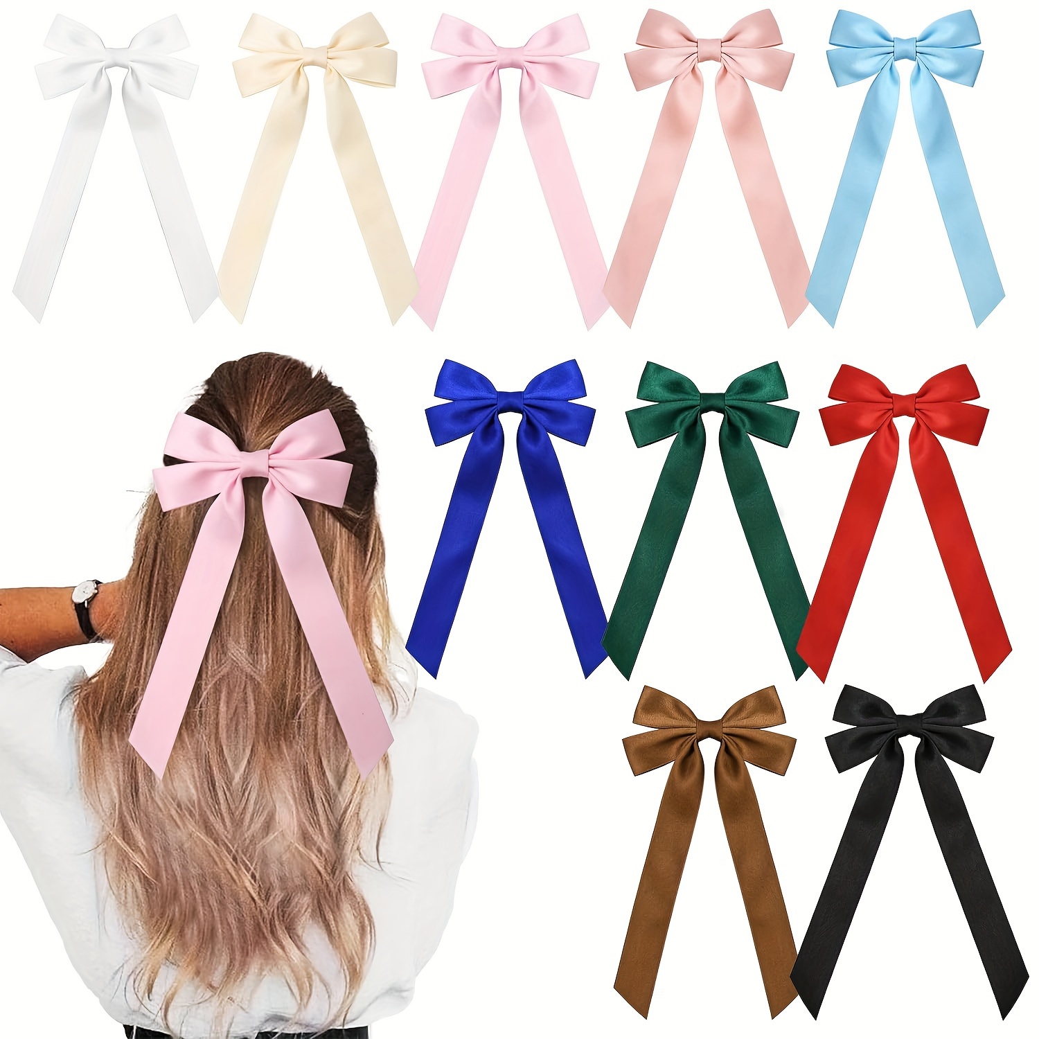 Bow Hair Clip Long Streamer Spring Clip Elegant And Sweet Hair Accessories  For Women