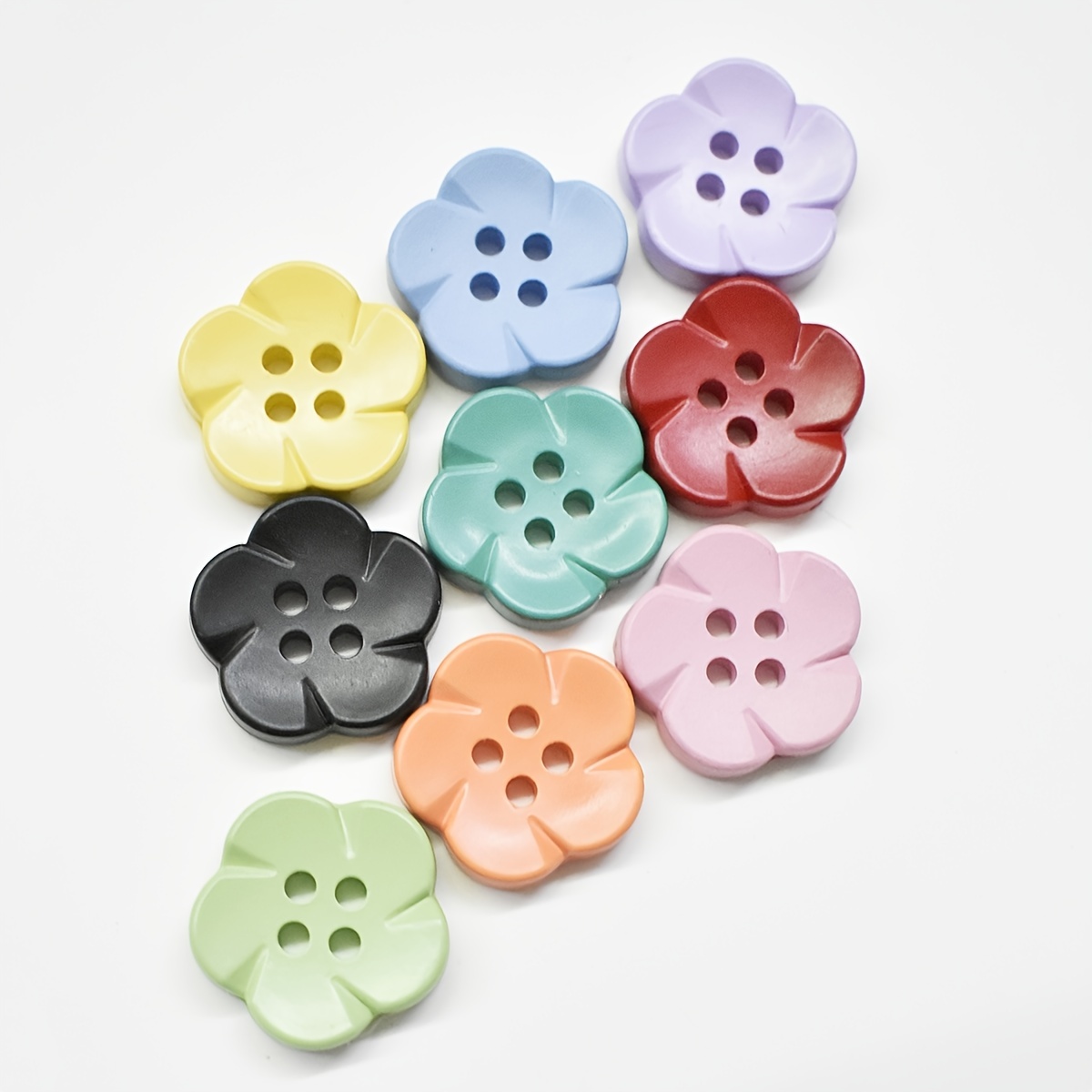 Spptty Cute Buttons,Small Buttons,200pcs Flower Buttons Colorful DIY Making  Plastic Glossy Decorative 1.3x1.3cm/0.5x0.5in Sewing Buttons For  Scrapbooking 