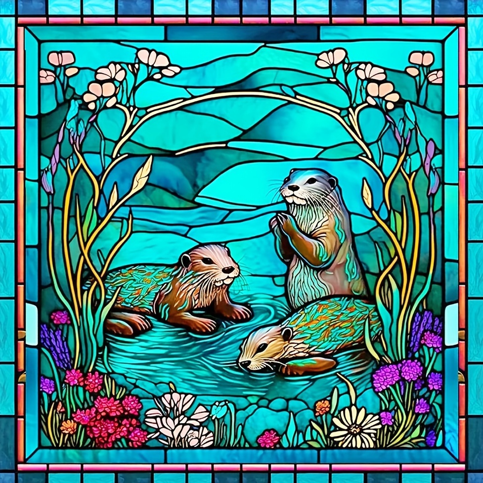 8x12inch Adult 5D Cute Otter Family Diamond Painting Kits, DIY Cute Animal  Diamond Art Painting Kit for Home Room Decor Wall Decor Diamond Cross