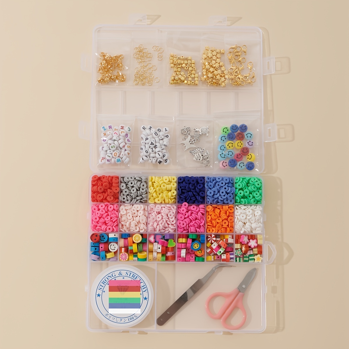 Diy Jewelry Making Kit With Polymer Clay Beads Mixed Pony - Temu