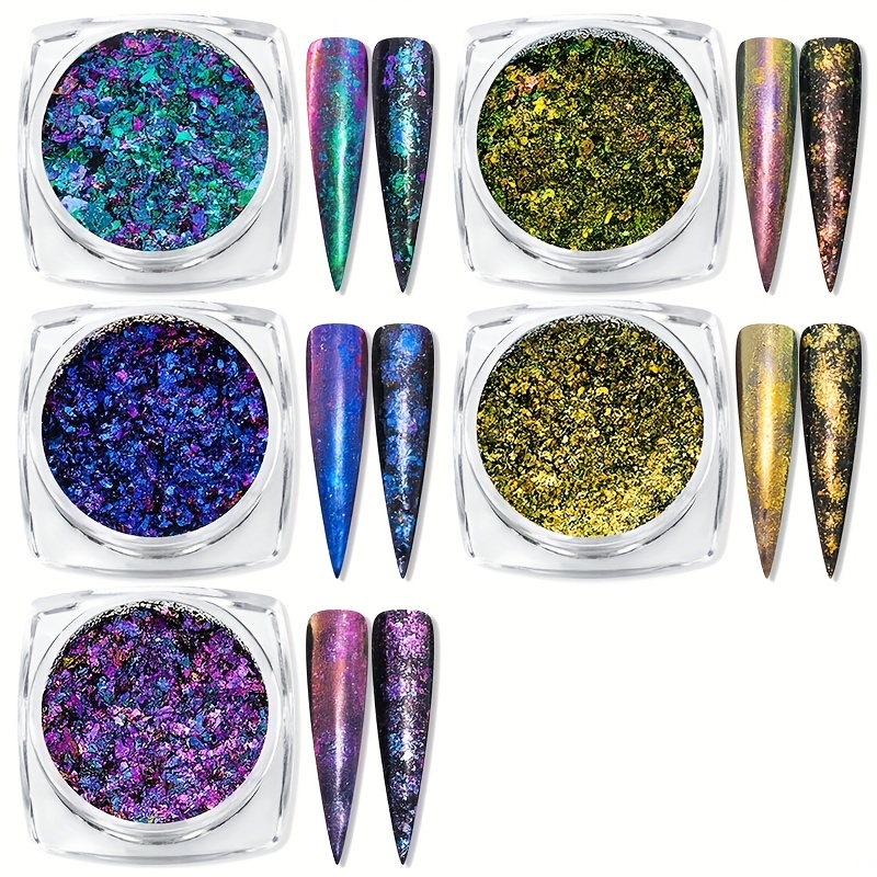 12 Colors Glitter Nail Art Sequins, Holographic Irregular Iridescent Shiny  Nail Flakes Decorations 3D Ultra-Thin Powder Nail Art Design for Women