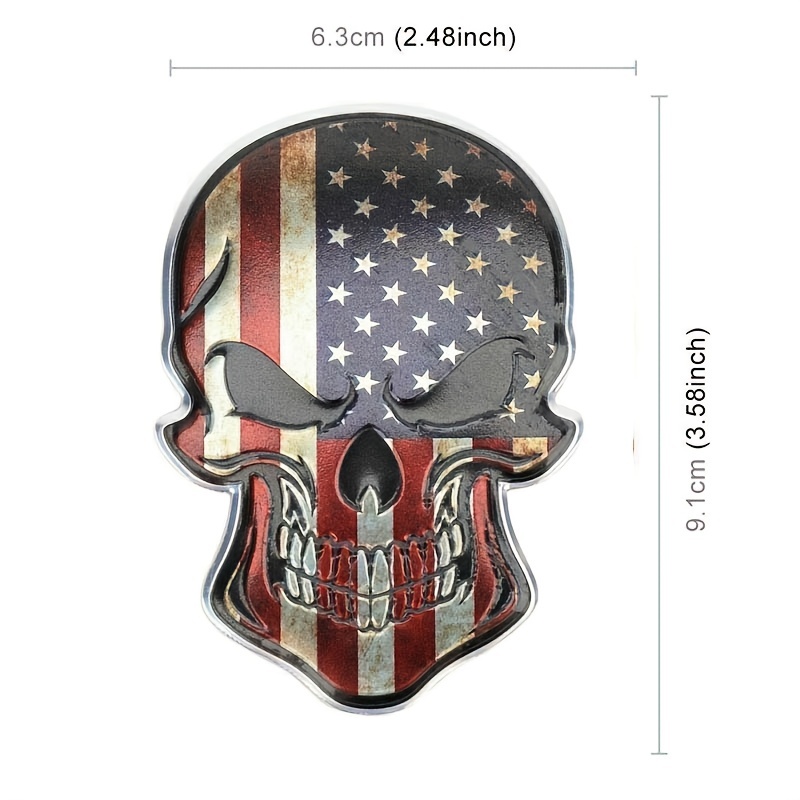 Skull Skeleton Usa American Flag Head Auto Heck Emblem Badge - Temu