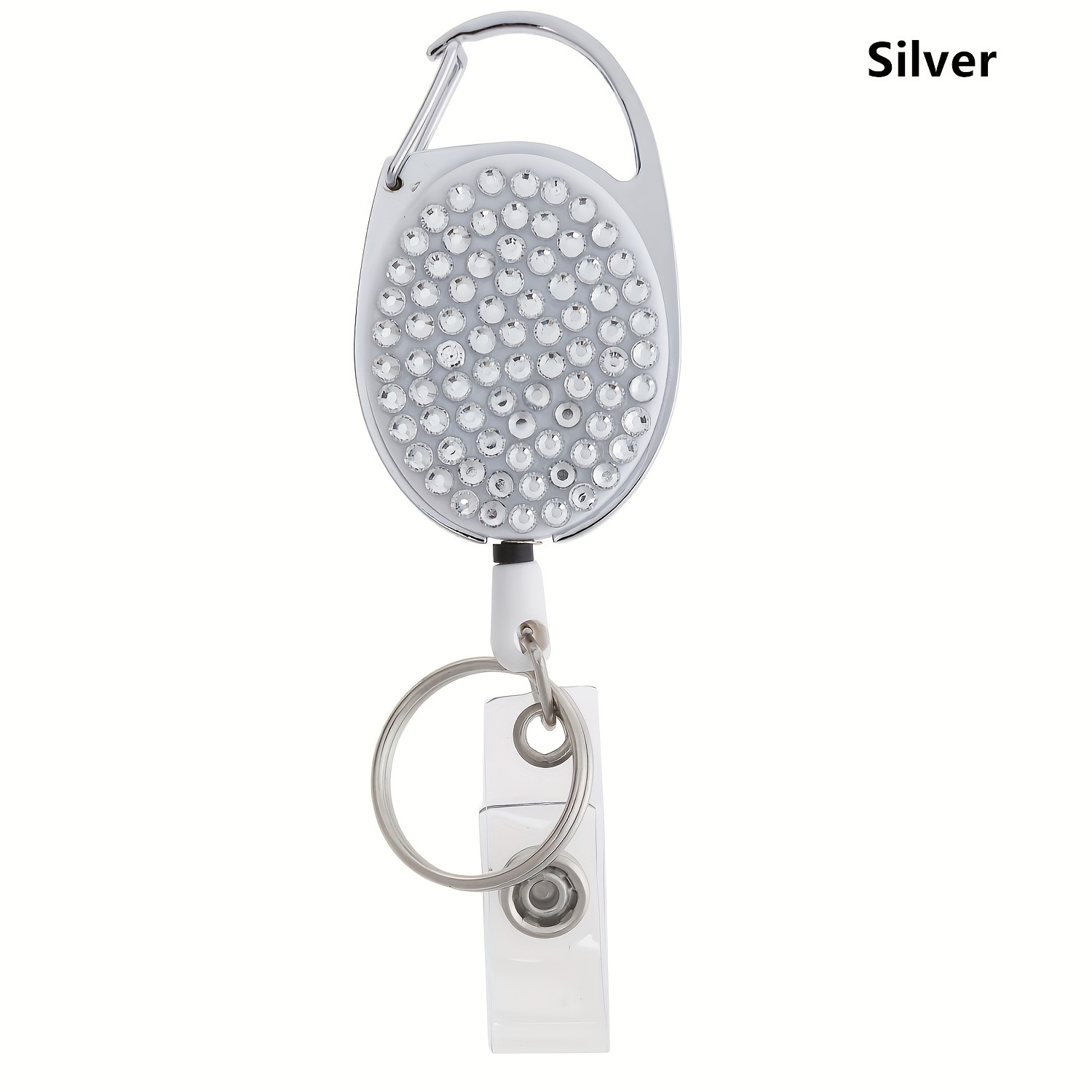 Fashion Sparkle Retractable Silver Crystal Id Name Badge - Temu