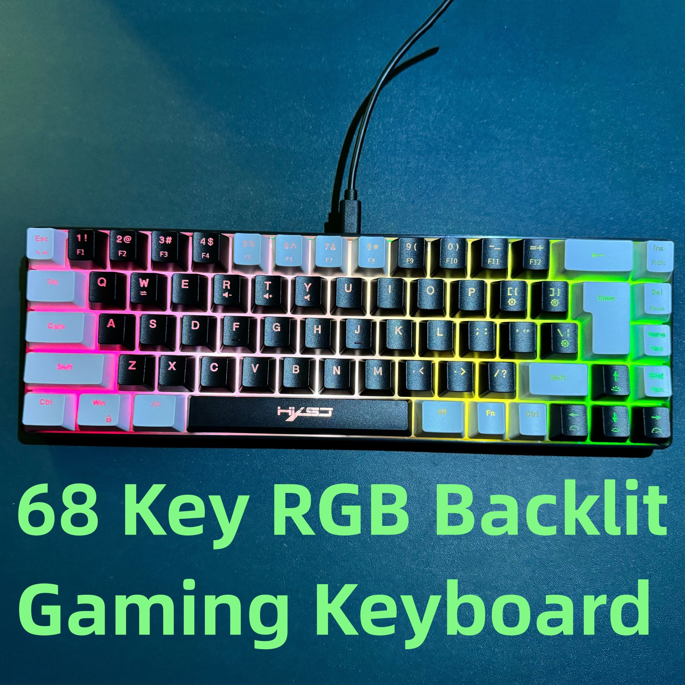 

60% Wired Gaming Keyboard, Small Rgb Backlit Membrane 68-key Gaming Keyboard, Ultra-compact Mini Waterproof Keyboard For Pc Computer Gamer White And Black