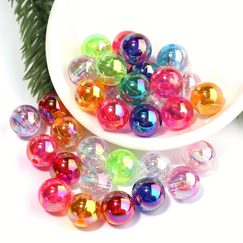 100pcs Mixed AB Acrylic Crystal Beads Round Glass Beads Faux Jewelry Making