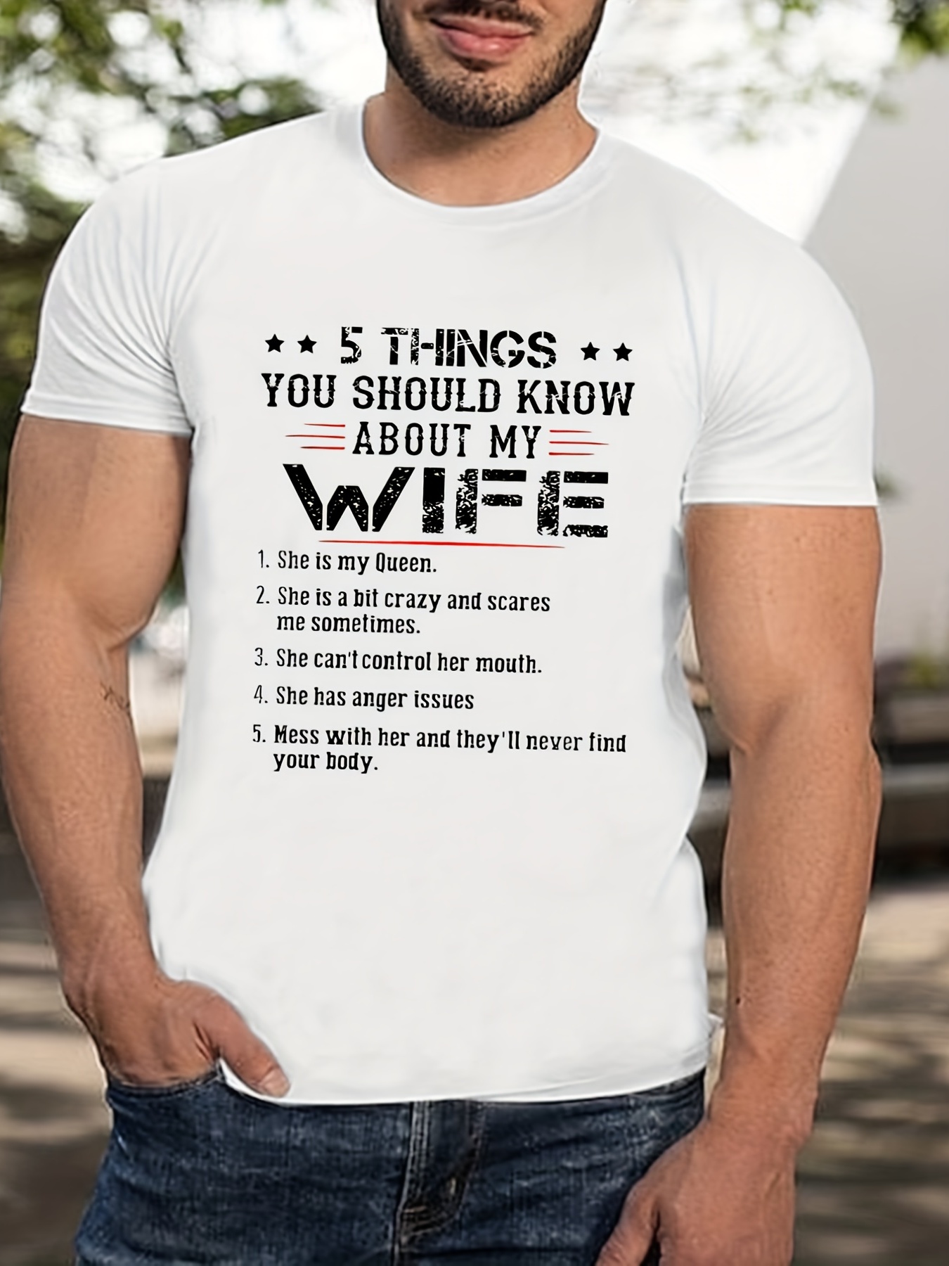Goodwill Invitere Gamle tider Funny Wife Slogan Pattern Print Mens T Shirt Graphic Tee Mens Summer Clothes  Mens Outfits | Save More With Clearance Deals | Temu Australia