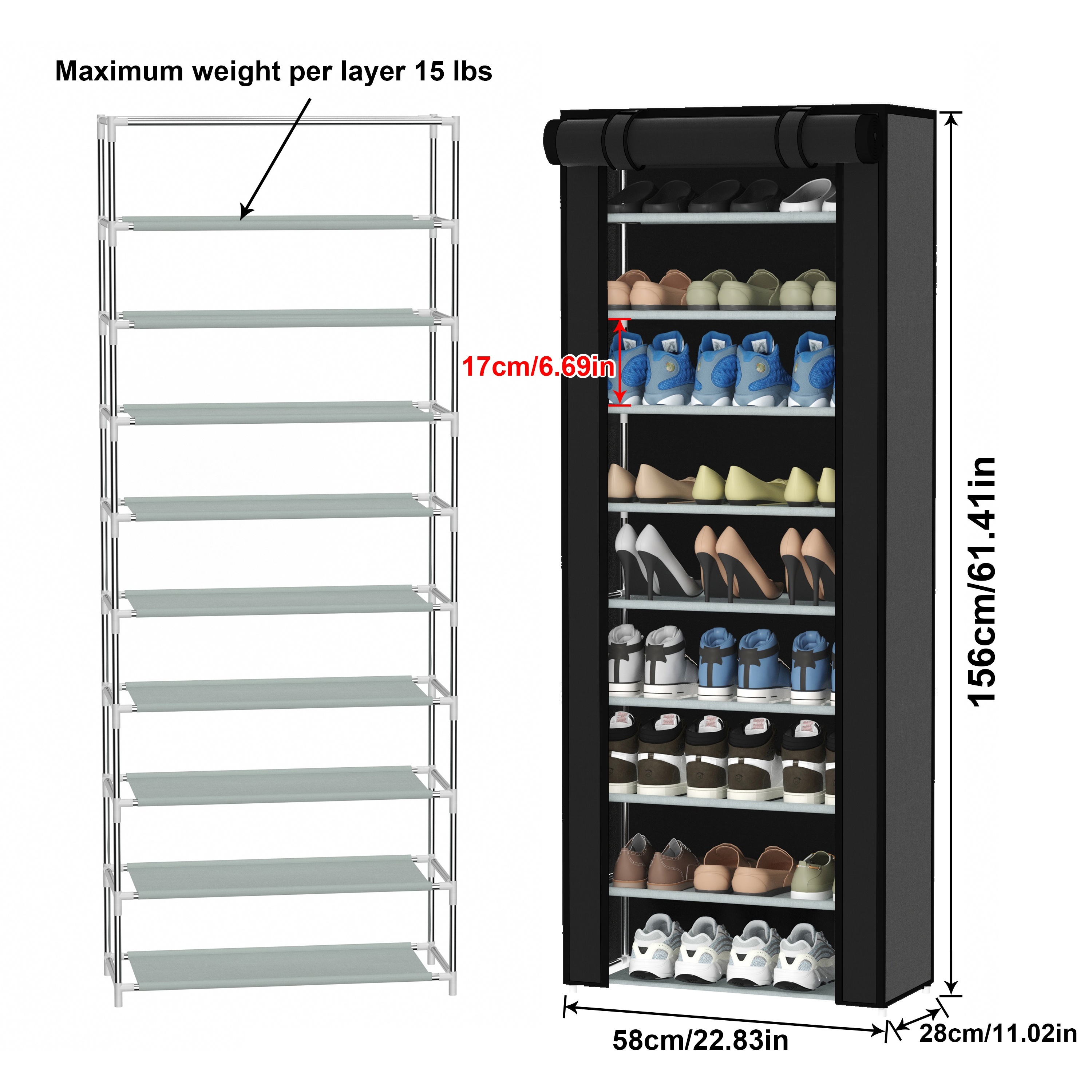 1pc Multi capas Zapatero Portátil Zapatero Vertical Plegable