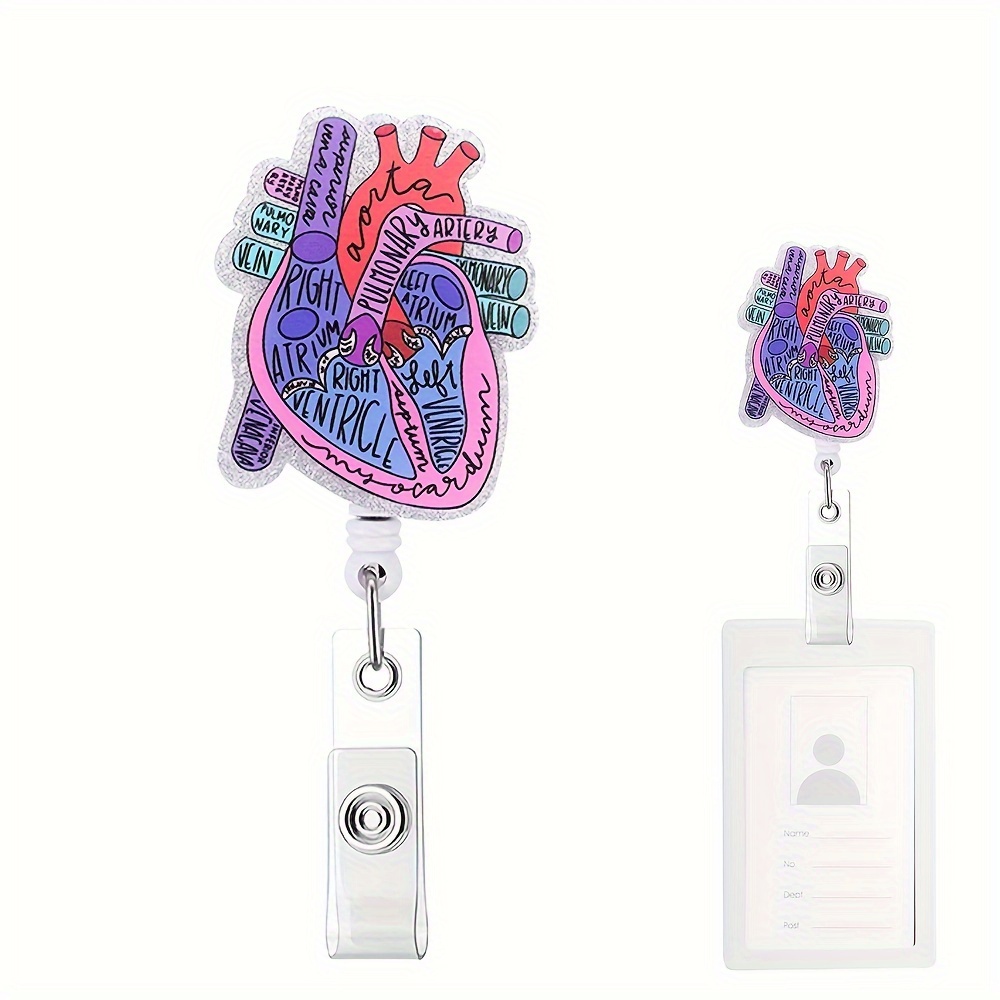  Plifal ID Badge Holder with Lanyard and Retractable Heart  Cardiac Badge Reel Belt Clip, Unique Cardiology Nurse RN Nursing Doctor  Medical Key Keychain Lanyards Clip for Women Men : Office