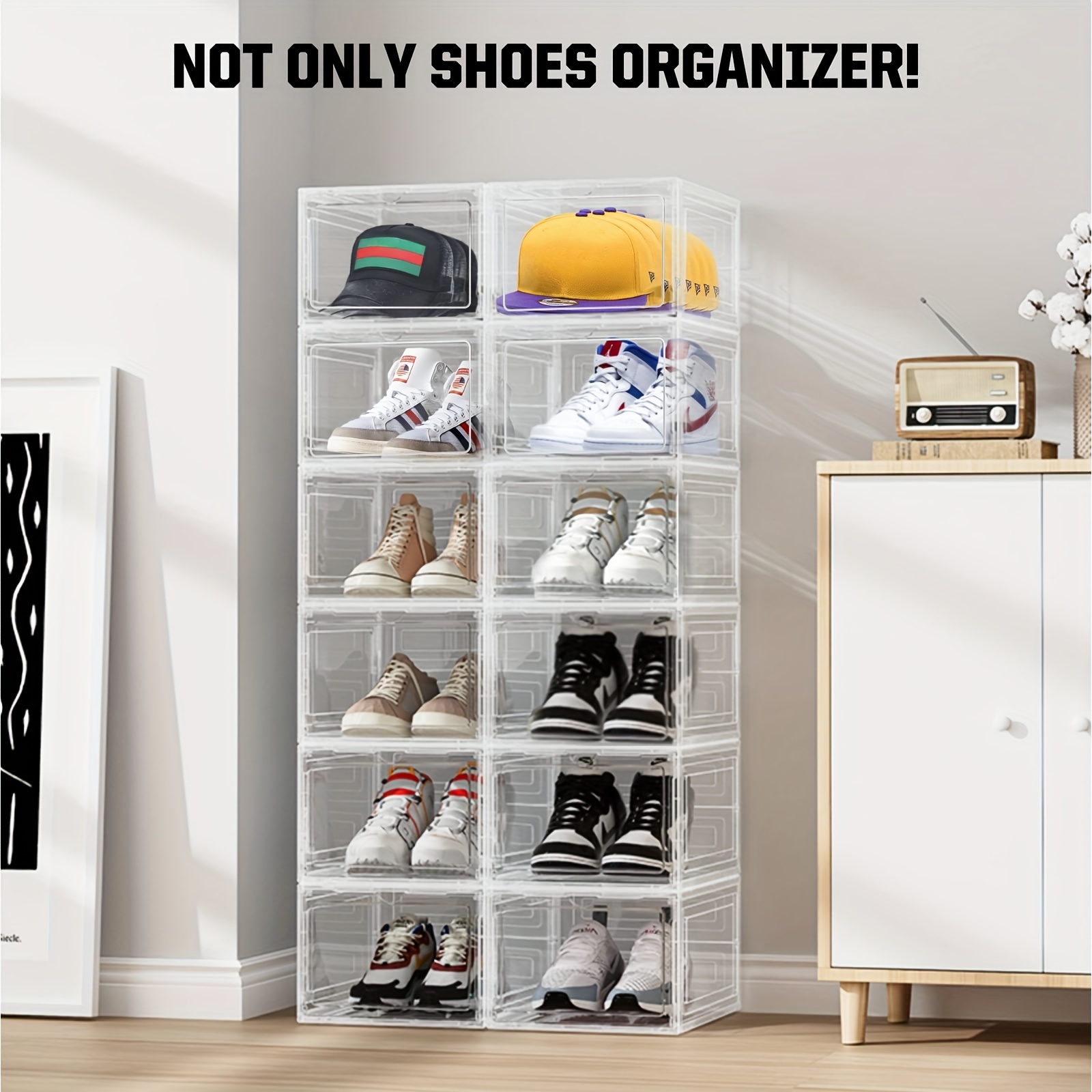 Shoe Box Shoes Storage Organizer  Shoes Organizer Box Bed Closet