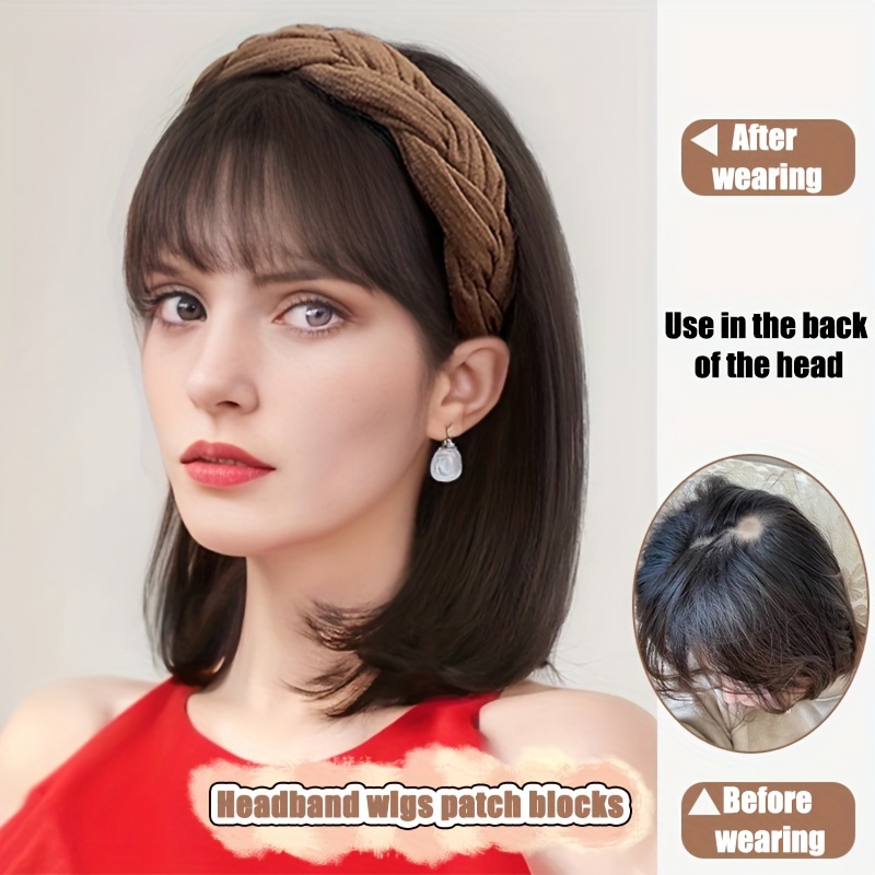 Headband Wig Short Half Wig Women Synthetic Wig Beginners Temu