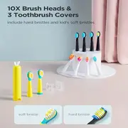 fairywill electric toothbrush family kit 3 sonic powered 40 000 vpm toothbrushes for adults kids 10 brush heads smart timer waterproof 4h usb charge for 30 days details 2